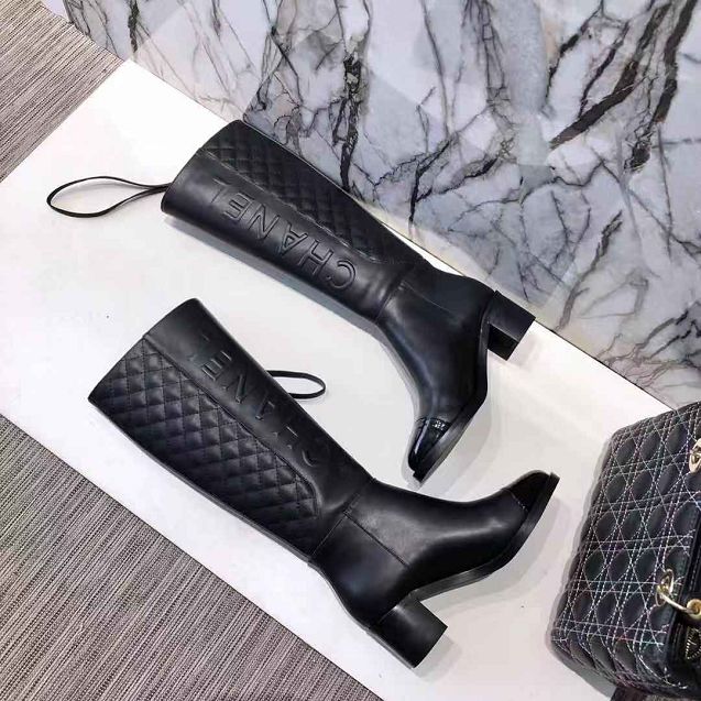 2020 CC original calfskin high boots 50mm heel G34961 black