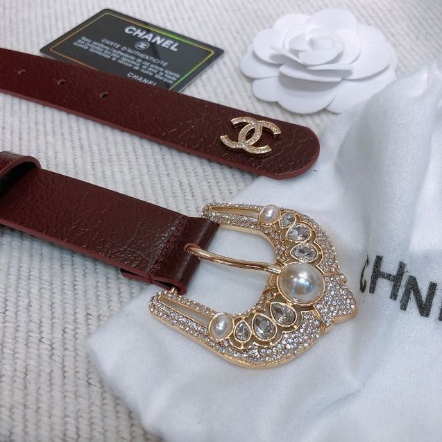 CC original aged calfskin 30mm belt AA6541 bordeaux