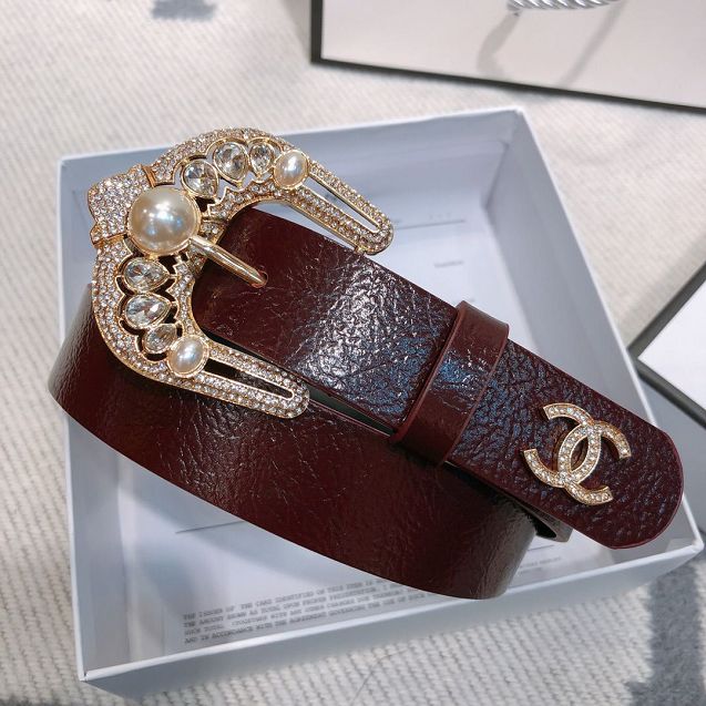 CC original aged calfskin 30mm belt AA6541 bordeaux