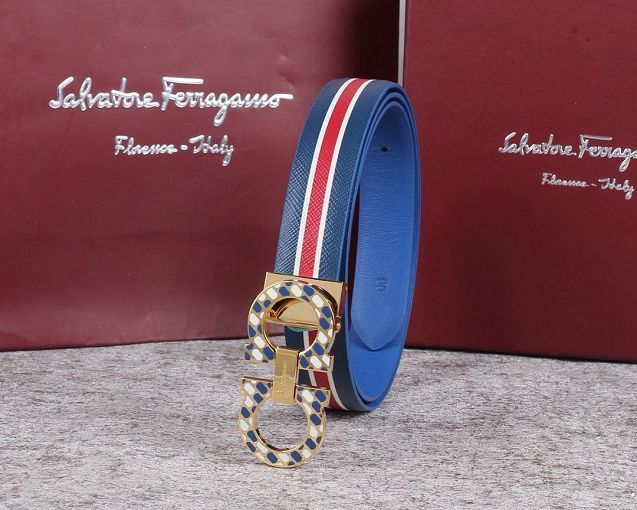 Feragamo original calfskin belt 25mm F0056 blue