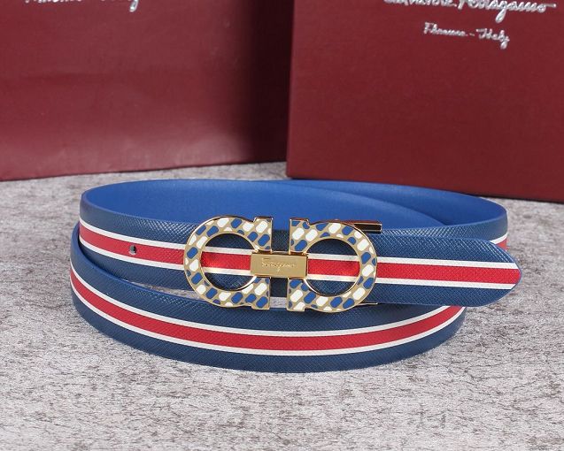 Feragamo original calfskin belt 25mm F0056 blue