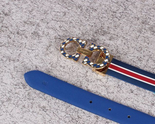 Feragamo original calfskin belt 25mm F0056 blue