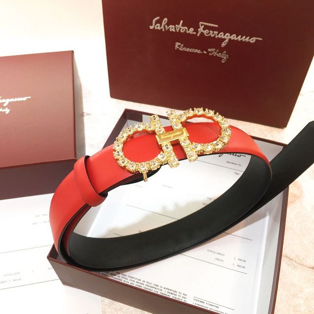 Feragamo original calfskin belt 25mm F0058 red