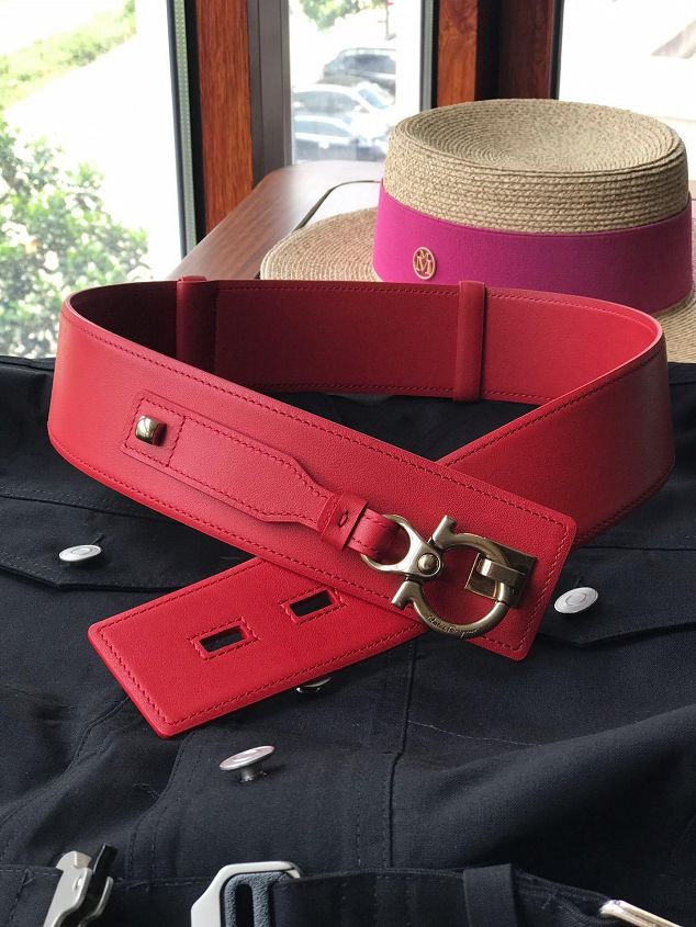 Feragamo original calfskin belt 35mm F0057 red