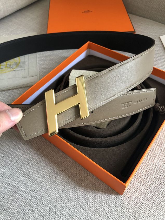 Hermes original epsom leather H belt 38mm H066540 black