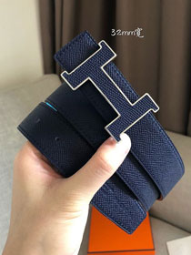 Hermes original epsom leather constance 2 belt 32mm H064550 blue