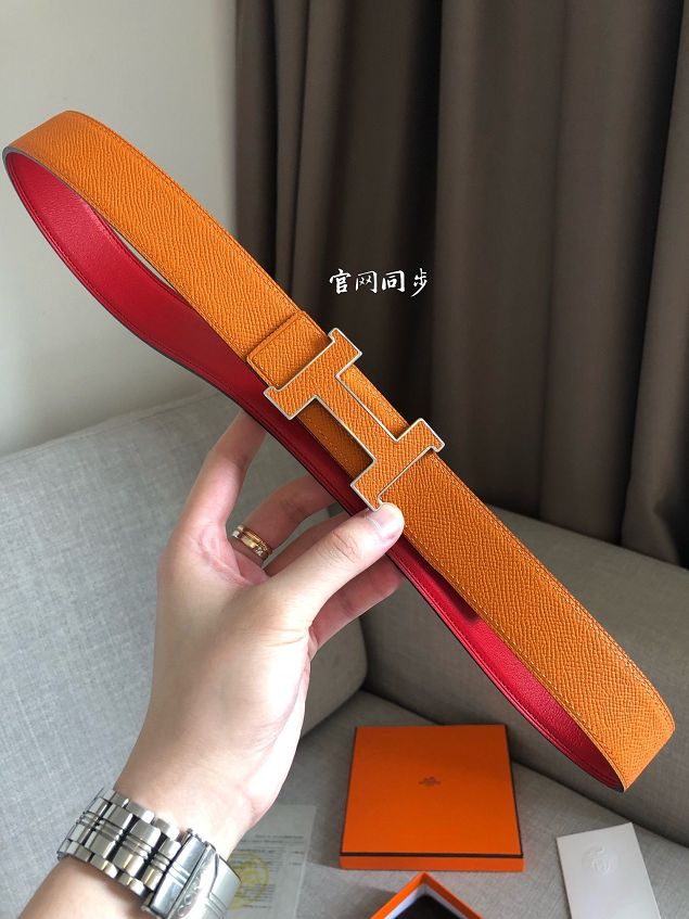 Hermes original epsom leather constance 2 belt 32mm H064550 orange