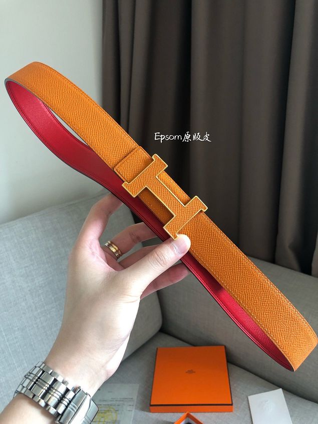 Hermes original epsom leather constance 2 belt 32mm H064550 orange