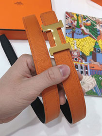 Hermes original epsom leather constance belt 24mm H075396 orange