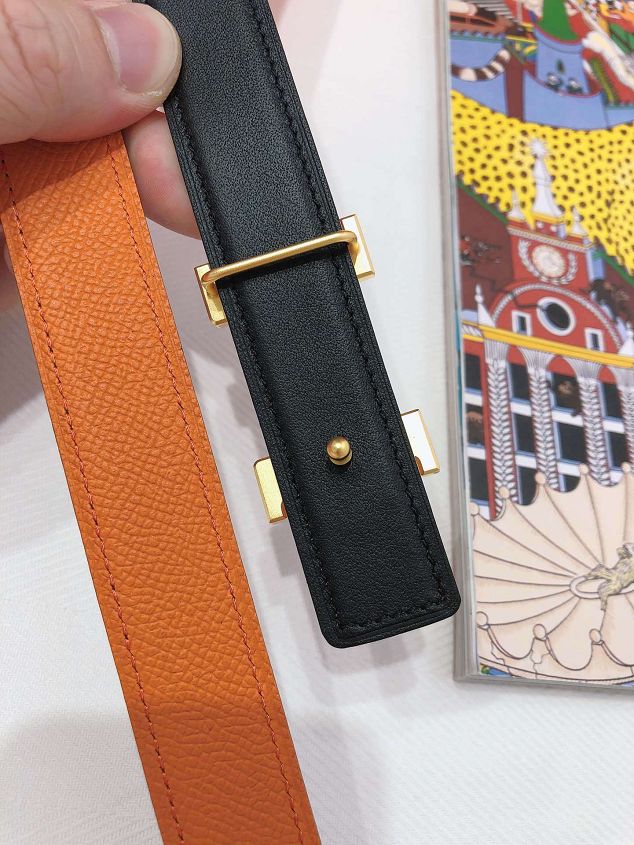 Hermes original epsom leather constance belt 24mm H075396 orange