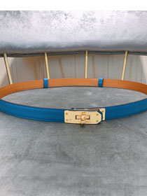 Hermes original epsom leather kelly belt 17mm H069853 blue
