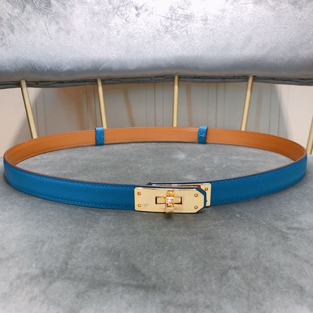 Hermes original epsom leather kelly belt 17mm H069853 blue