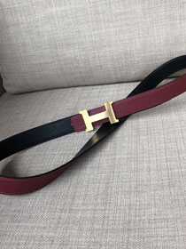 Hermes original epsom leather kelly belt 24mm H064546 bordeaux
