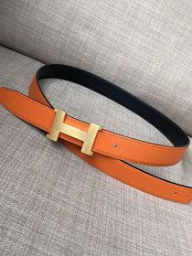 Hermes original epsom leather kelly belt 24mm H064546 orange