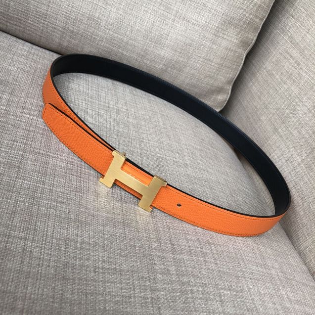 Hermes original epsom leather kelly belt 24mm H064546 orange