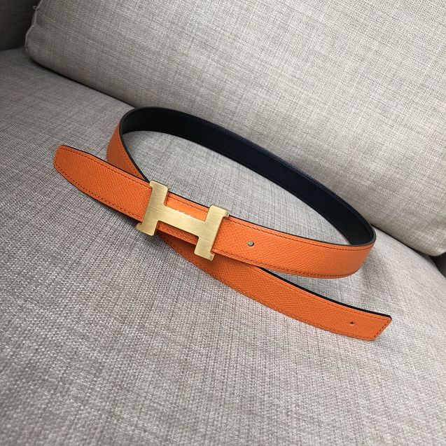 Hermes original epsom leather kelly belt 24mm H064546 orange