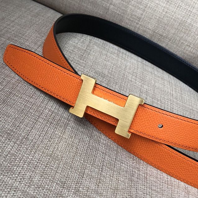 Hermes original epsom leather kelly belt 24mm H064546 orange