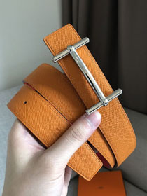 Hermes original epsom leather mores H belt 32mm H075395 orange