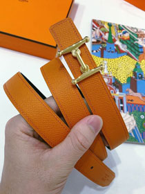 Hermes original epsom leather mors H 24mm belt H077922 orange