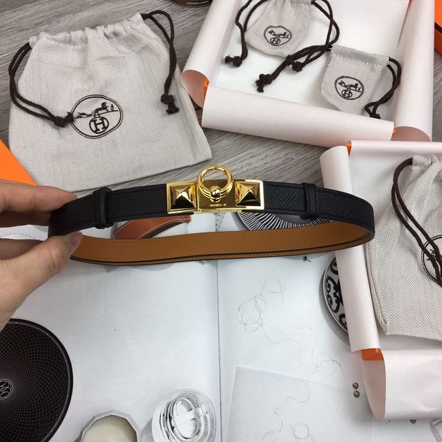 Hermes original epsom leather rivale belt 18mm H076307 black