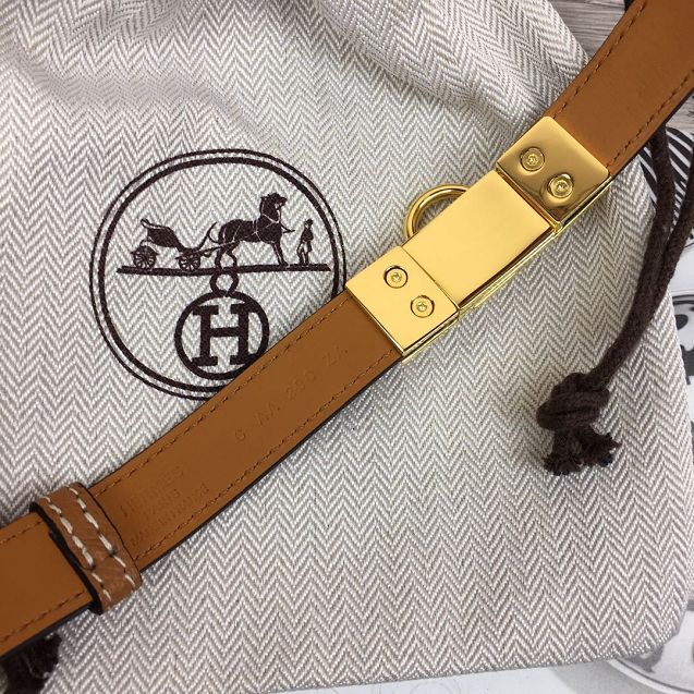 Hermes original epsom leather rivale belt 18mm H076307 coffee