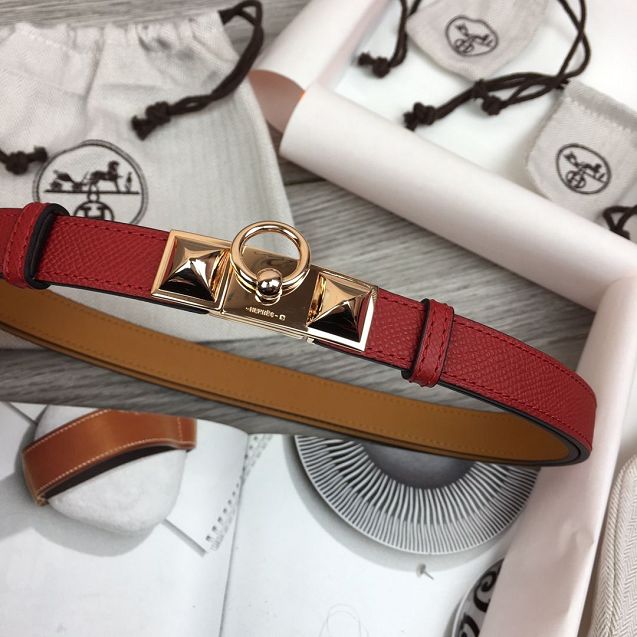 Hermes original epsom leather rivale belt 18mm H076307 red