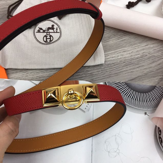 Hermes original epsom leather rivale belt 18mm H076307 red