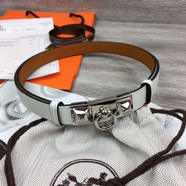 Hermes original epsom leather rivale belt 18mm H076307 white