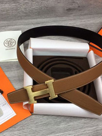 Hermes original togo leather H belt reversible 32mm H064544 coffee