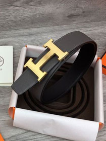 Hermes original togo leather H belt reversible 32mm H064544 grey