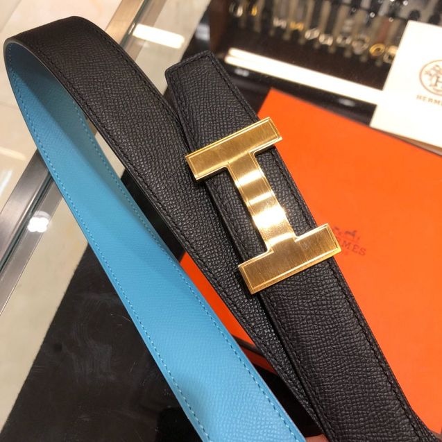 Hermes orignal epsom leather constance belt 32mm H071439 blue