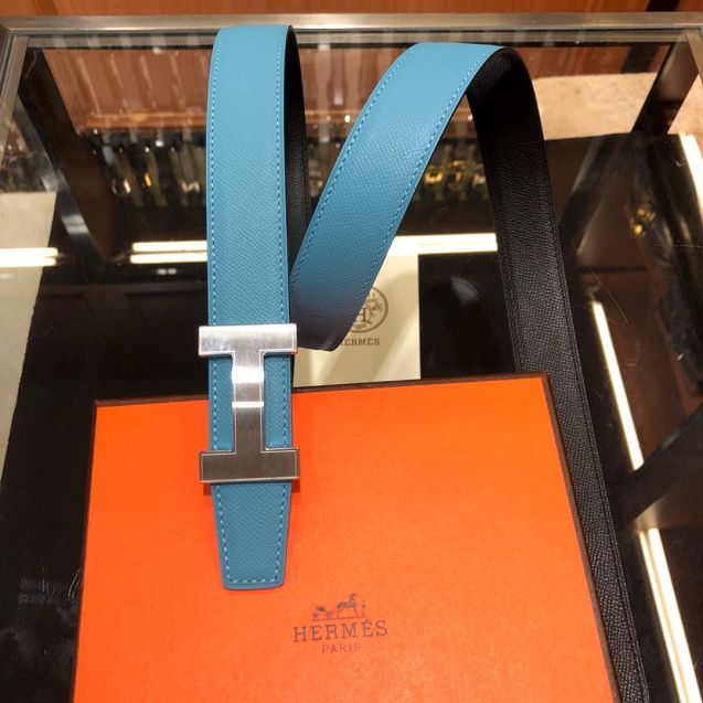 Hermes orignal epsom leather constance belt 32mm H071439 blue