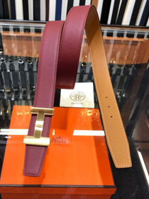 Hermes orignal epsom leather constance belt 32mm H071439 bordeaux