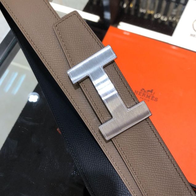Hermes orignal epsom leather constance belt 32mm H071439 grey