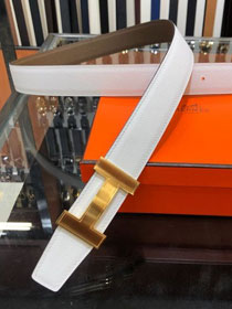 Hermes orignal epsom leather constance belt 32mm H071439 white