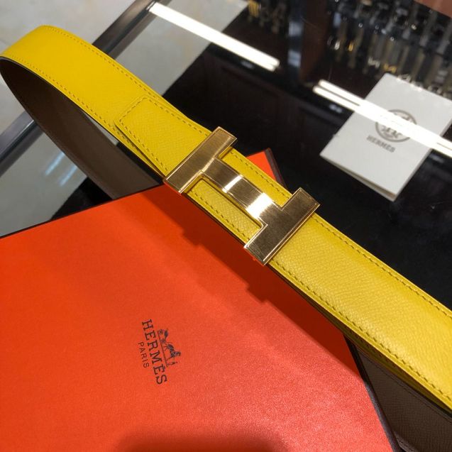 Hermes orignal epsom leather constance belt 32mm H071439 yellow