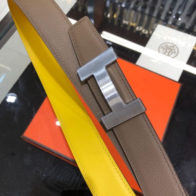 Hermes orignal epsom leather constance belt 32mm H071439 yellow