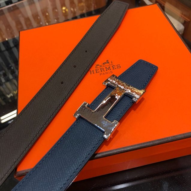 Hermes orignal epsom leather constance belt 32mm H071440 navy blue