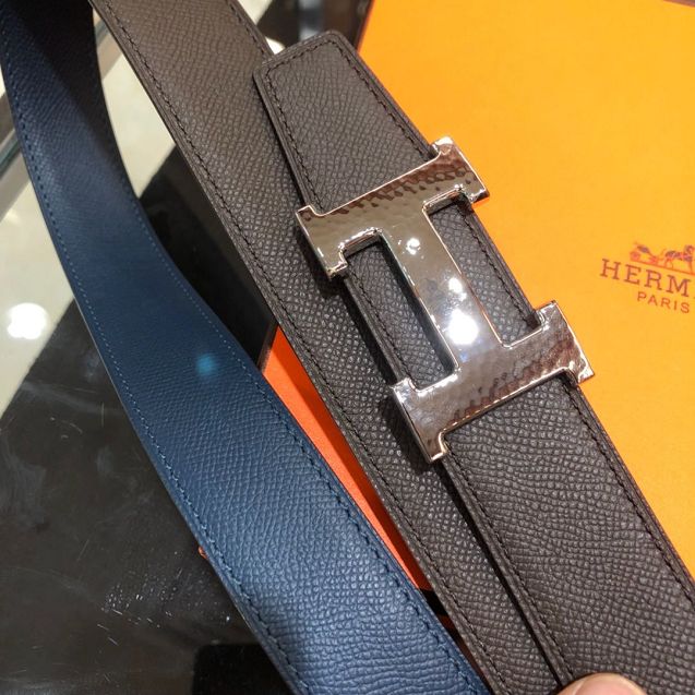 Hermes orignal epsom leather constance belt 32mm H071440 navy blue