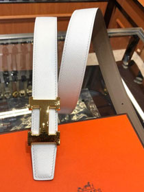Hermes orignal epsom leather constance belt 32mm H071440 white