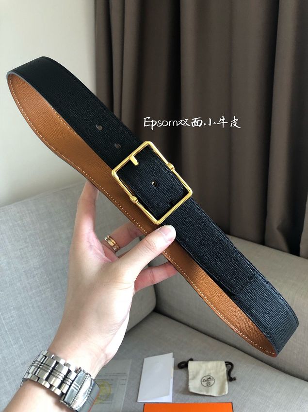 Hermes orignal epsom leather rouleau reversible belt 38mm H071436 coffee