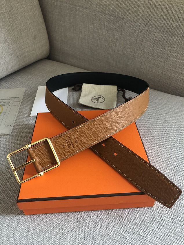 Hermes orignal epsom leather rouleau reversible belt 38mm H071436 coffee