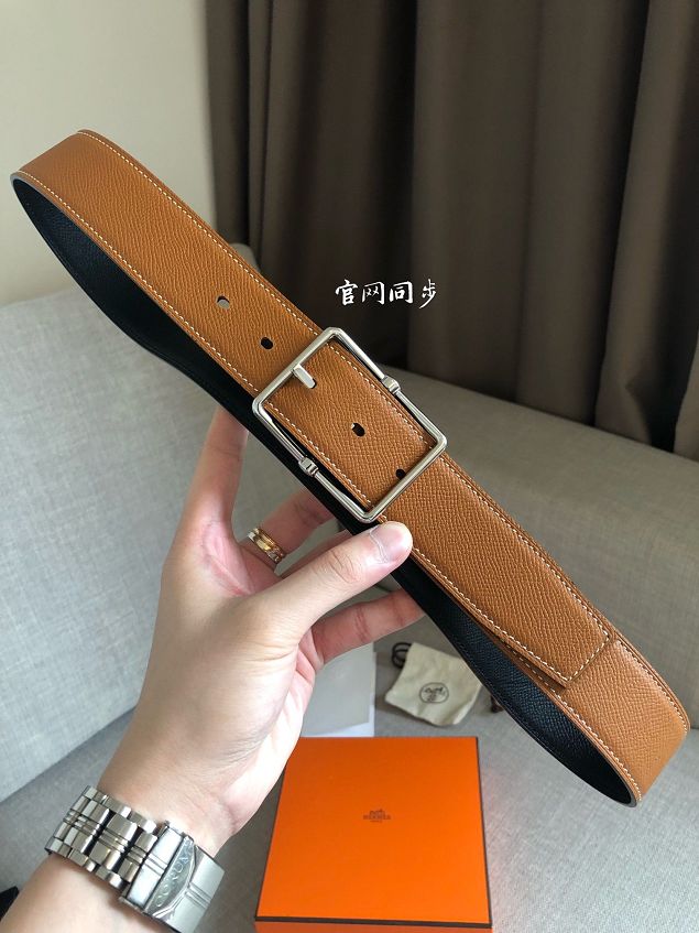 Hermes orignal epsom leather rouleau reversible belt 38mm H071436 coffee