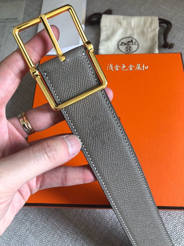 Hermes orignal epsom leather rouleau reversible belt 38mm H071436 grey