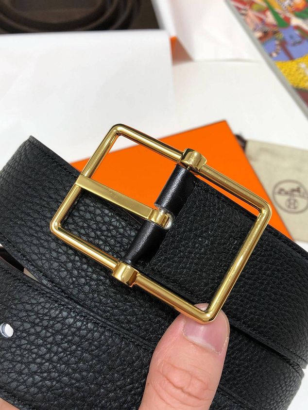 Hermes orignal togo leather reversible belt 32mm H071438 black