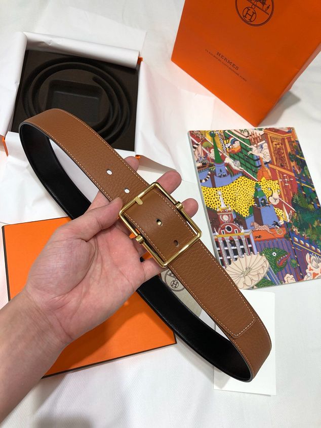 Hermes orignal togo leather reversible belt 32mm H071438 coffee