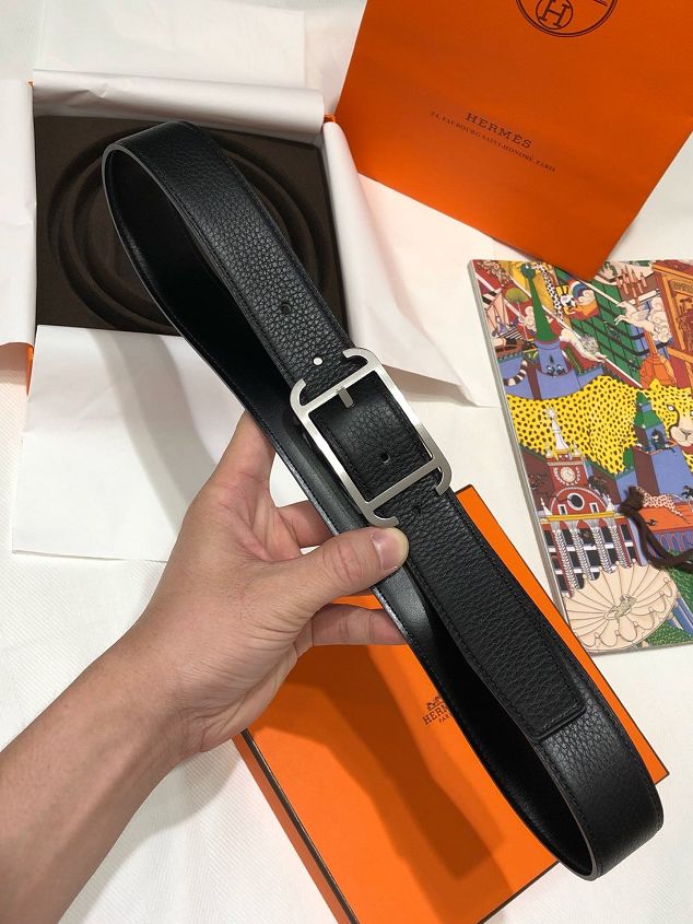 Hermes orignal togo leather reversible belt 32mm H071439 black