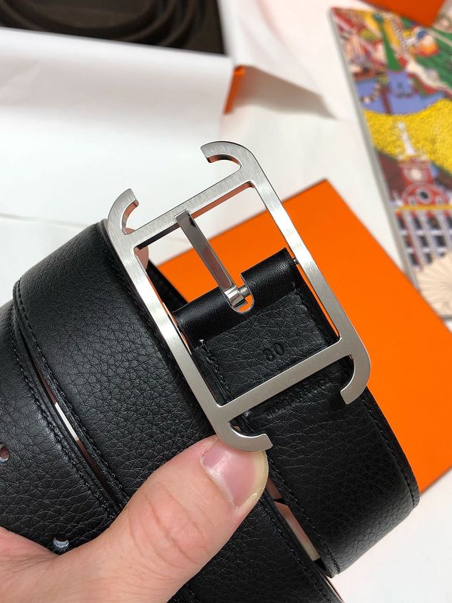 Hermes orignal togo leather reversible belt 32mm H071439 black