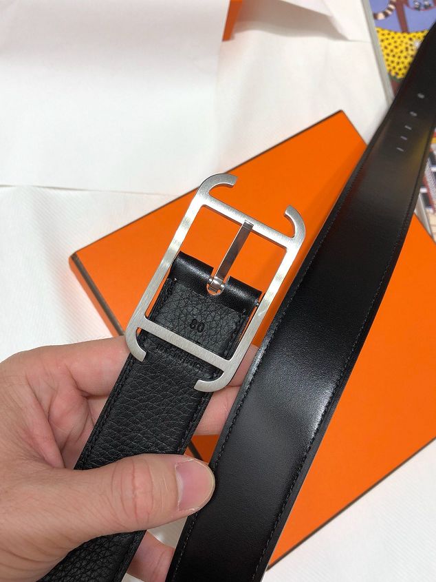 Hermes orignal togo leather reversible belt 32mm H071439 black