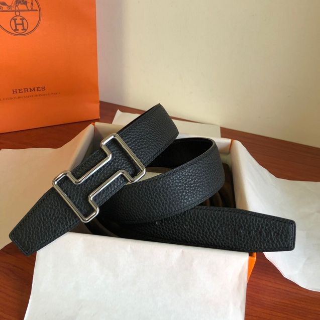 Hermes orignal togo leather reversible belt 32mm H077941 black